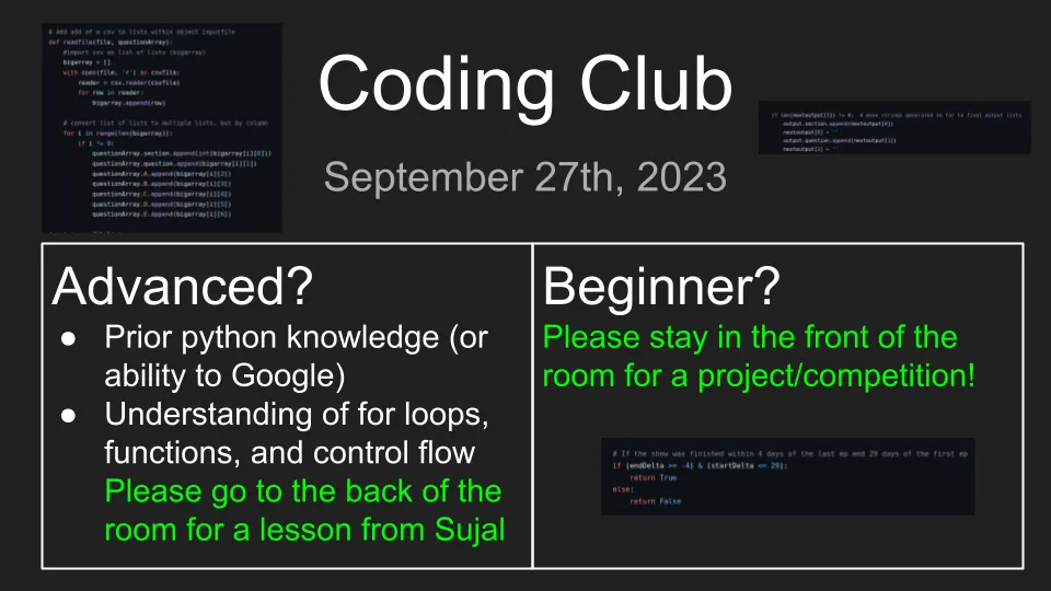 Picture of Coding Club slide