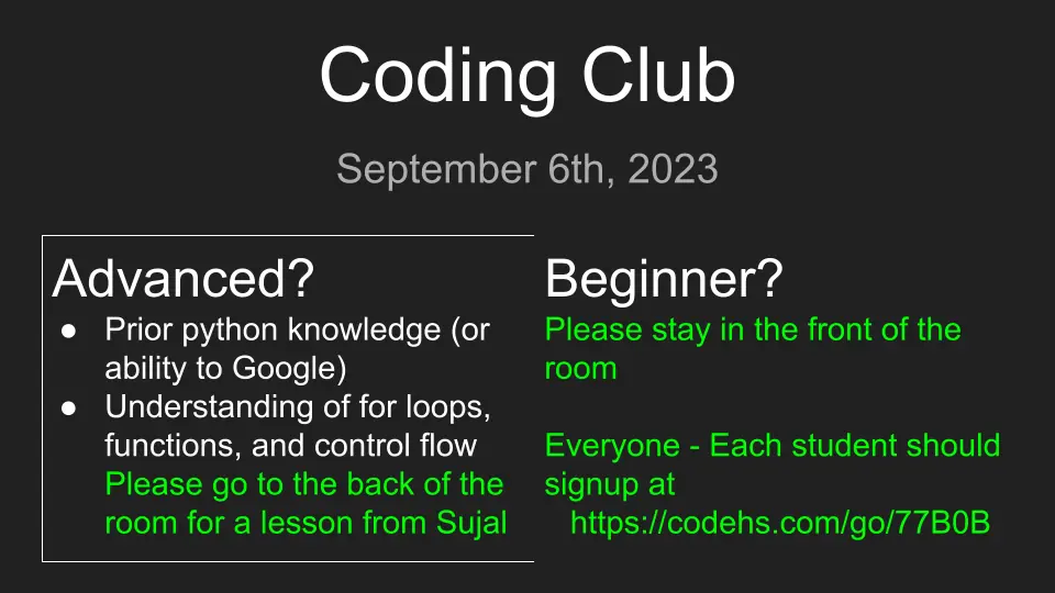 Picture of Coding Club slide